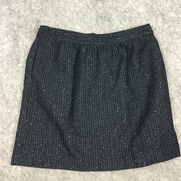 LOFT Skirt 6 Wool Blend Black Tweed Lined Pockets Career Casual Short Length - Picture 1 of 16